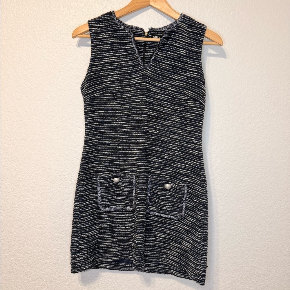 Karl Lagerfeld Black and White Textured Mini Dress